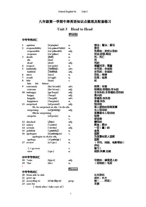 9A Unit 3 知识点梳理