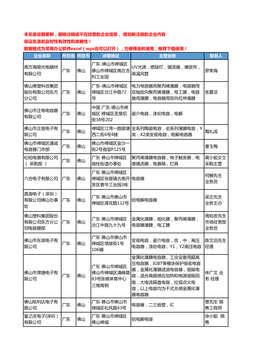 2020新版广东省佛山电容器工商企业公司名录名单黄页联系方式大全195家