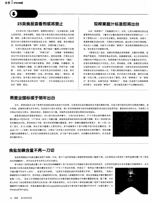 25类食品添香剂或将禁止