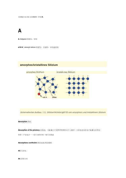 太阳能英语专业术语