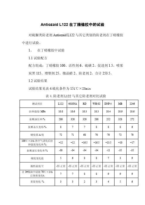 Antiozaid L122在丁腈橡胶中的试验