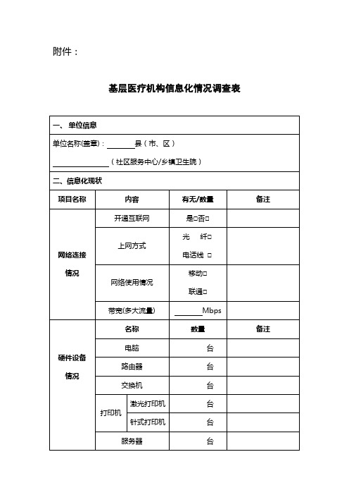 基层医疗卫生机构信息化情况调查