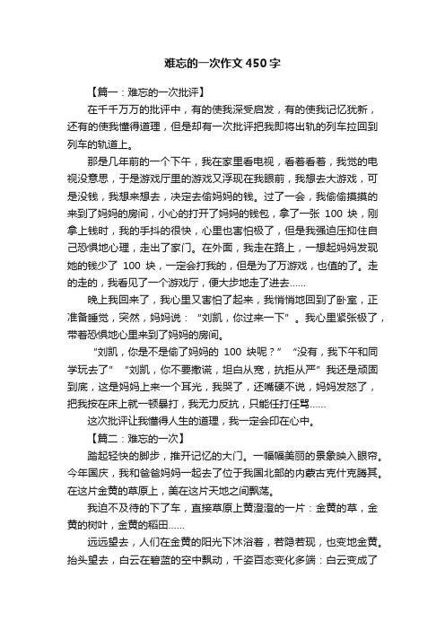 难忘的一次作文450字