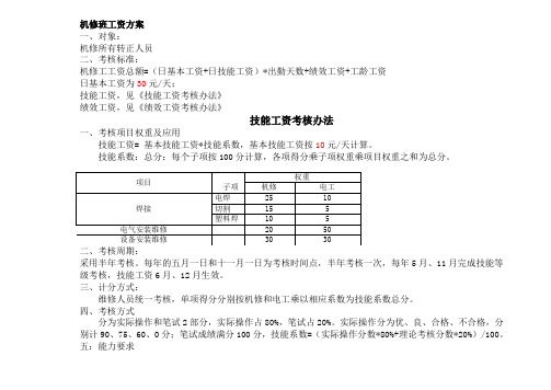 设备部考核方案