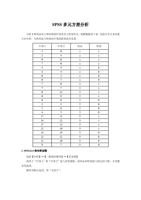 SPSS多元方差分析