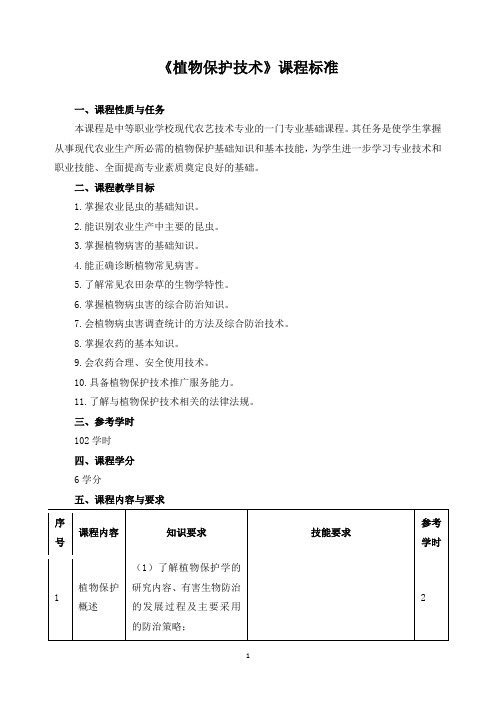 《植物保护技术》课程标准