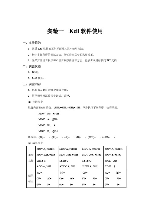 实验一 Keil C51软件使用