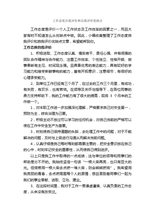 工作态度自我评价和自我评价优缺点_自我评价_