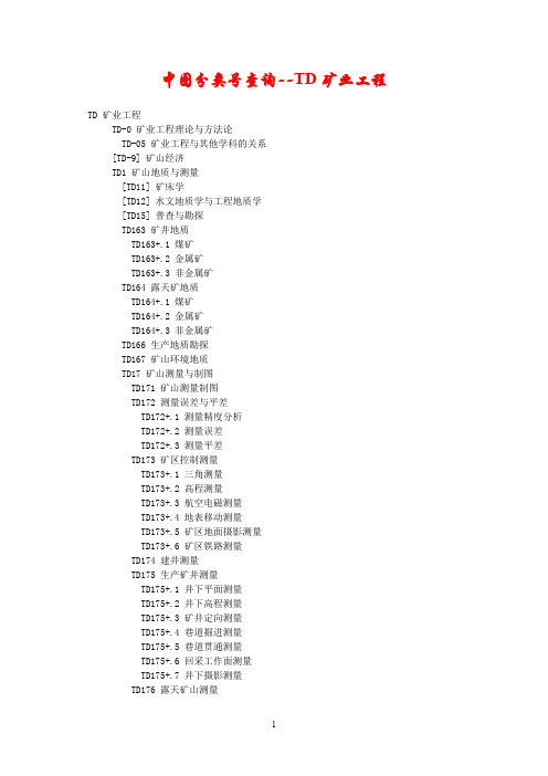 中图分类号查询--P天文学、地球科学和TD矿业工程(超全)---适合地质、采矿、测绘等学科