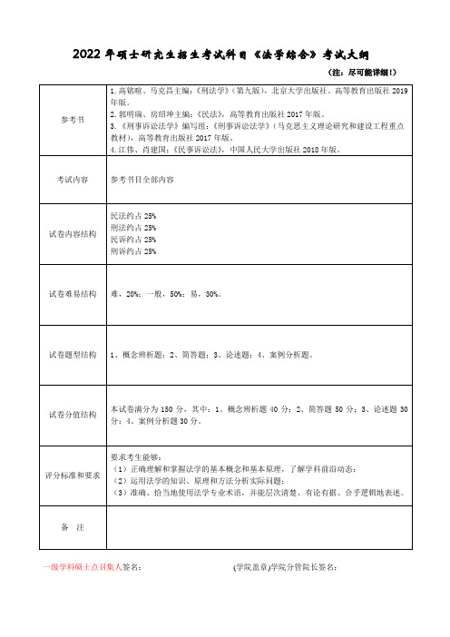 杭州师范大学2022年《713法学综合》考研专业课考试大纲