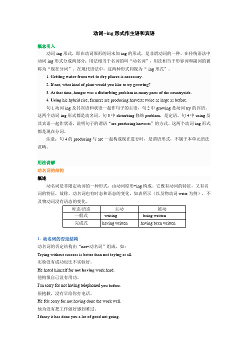 高中英语知识导学 动词--ing形式作主语和宾语