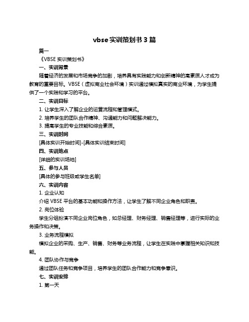 vbse实训策划书3篇