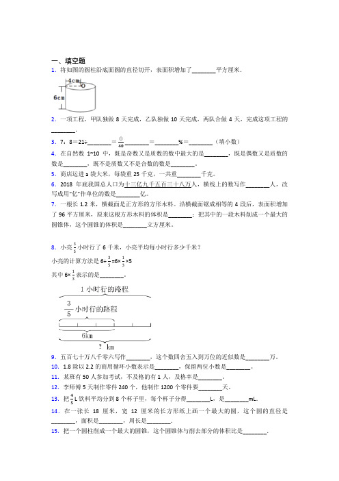 【精选试卷】成都石室双楠实验学校小升初数学填空题专项练习测试(含答案解析)