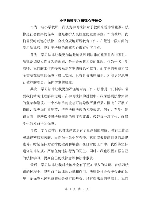 小学教师学习法律心得体会