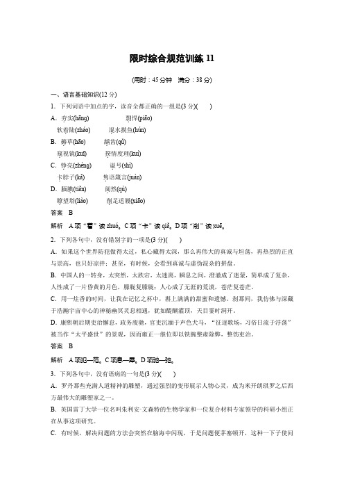 高考语文(湖南专用)大二轮复习限时综合规范训练:第四章 11 Word版含解析.docx