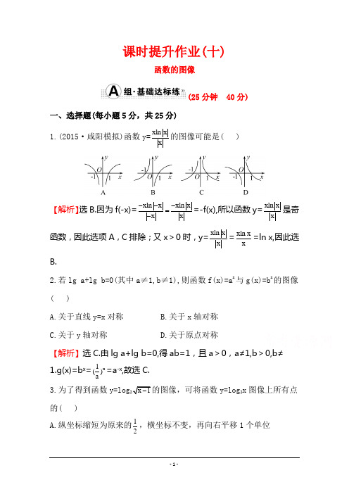 人教版2016第一轮复习理科数学教师用书配套习题：课时提升作业(十) 2.7函数的图像 Word版含答案