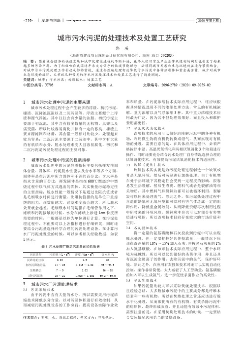 城市污水污泥的处理技术及处置工艺研究