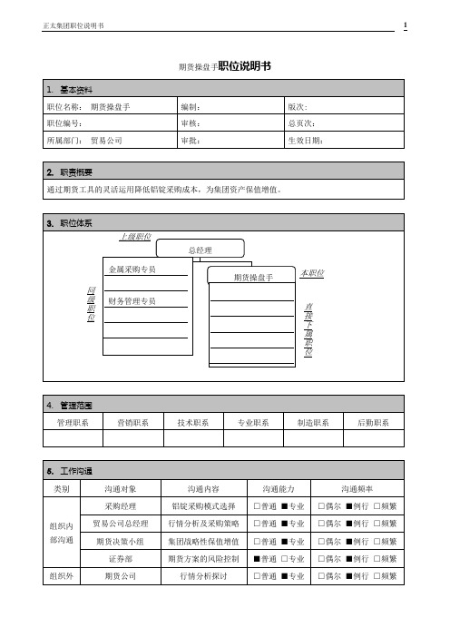 期货操盘手职位说明书