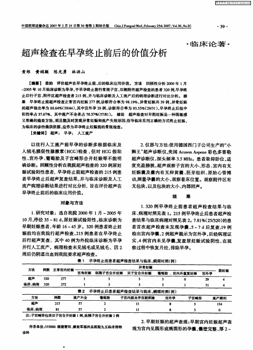 超声检查在早孕终止前后的价值分析