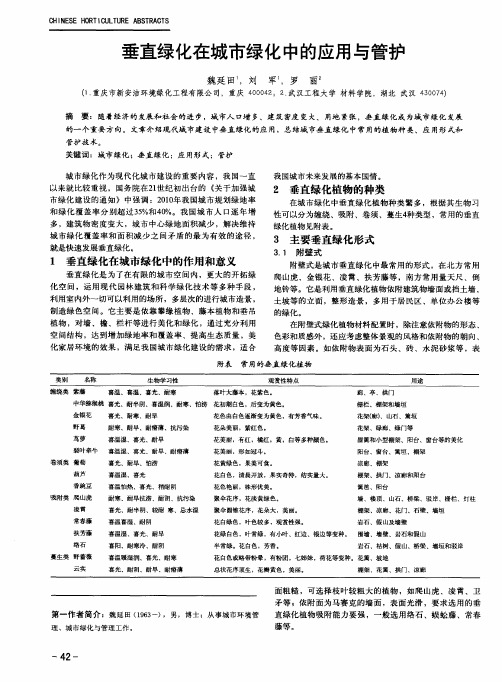 垂直绿化在城市绿化中的应用与管护