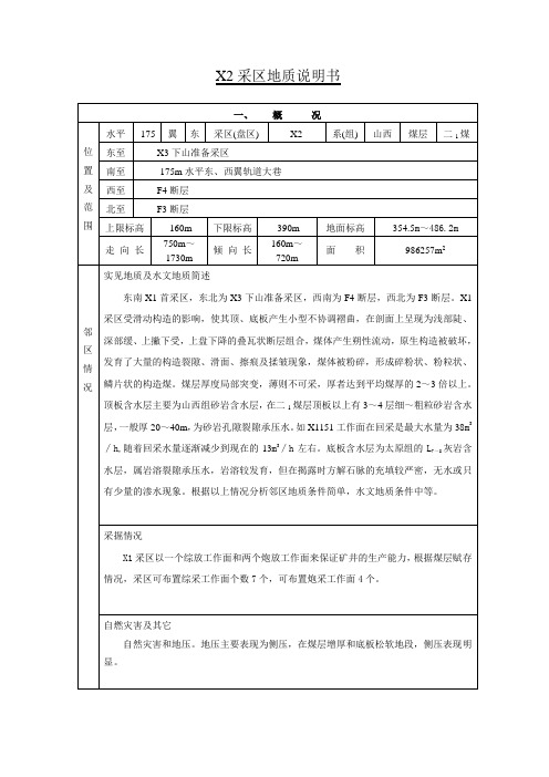 -175水平X2采区地质说明书