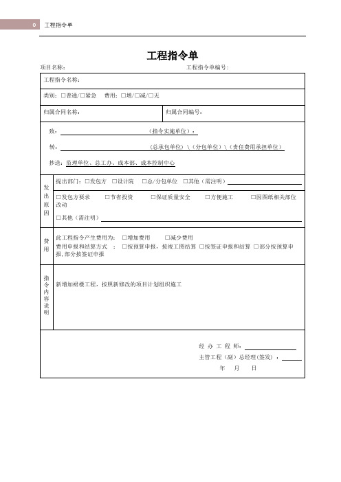 2021年工程指令单-模板下载