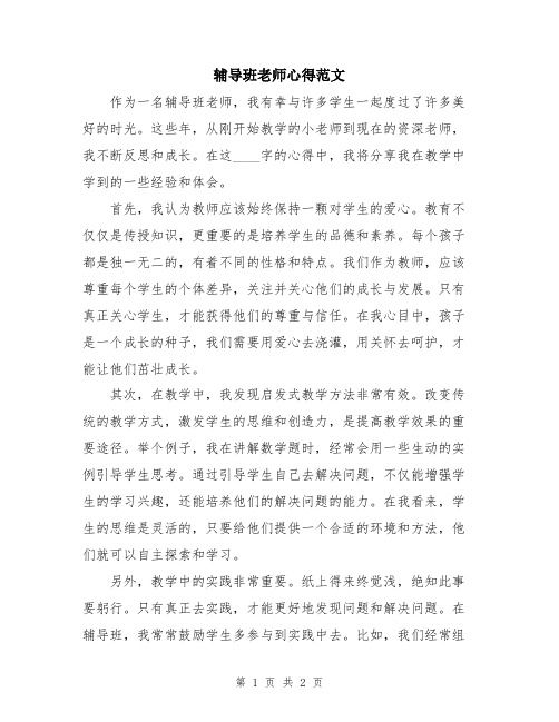 辅导班老师心得范文