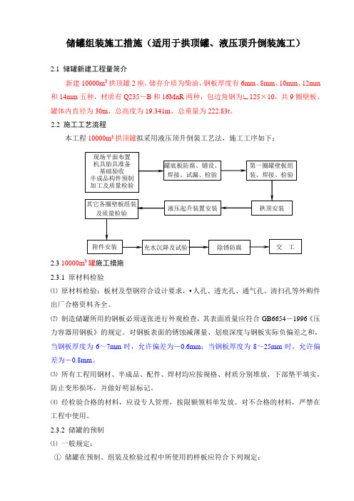 储罐组装施工措施方案(拱顶液压顶升)-通用模版