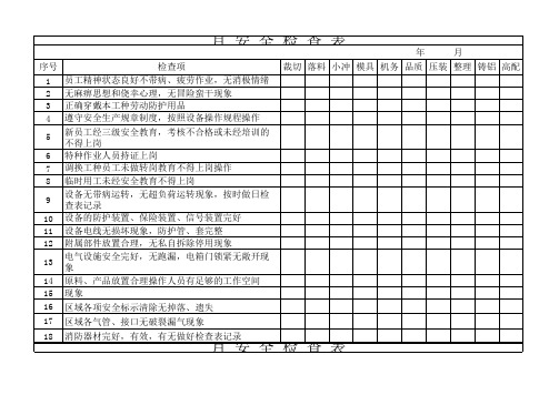 月安全检查记录表