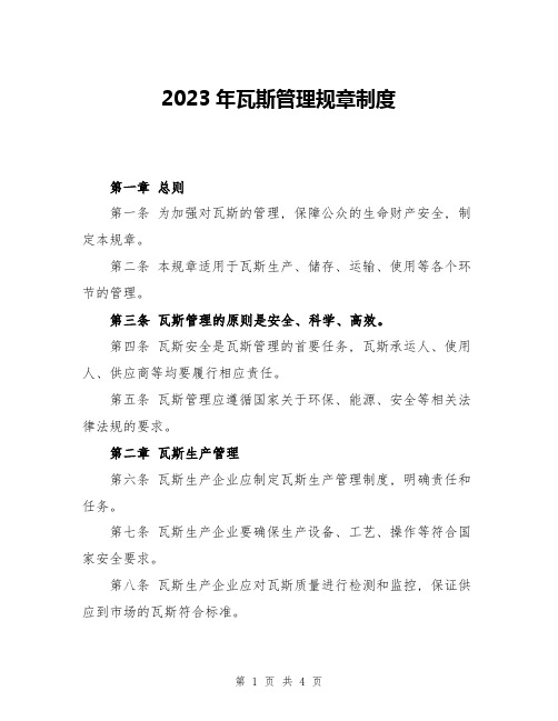 2023年瓦斯管理规章制度