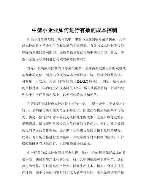 中型小企业如何进行有效的成本控制