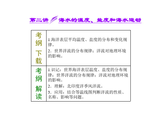 2014届高考地理(广西专用)一轮复习课件:第三单元 第二讲 海水的温度、盐度和海水运动
