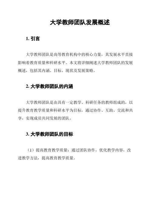 大学教师团队发展概述