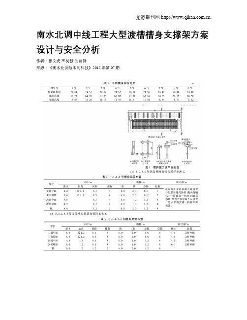 南水北调中线工程大型渡槽槽身支撑架方案设计与安全分析