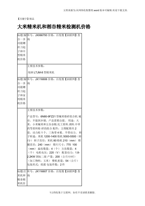 【精品】大米精米机和稻谷精米检测机价格