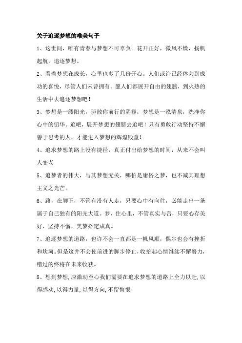 关于追逐梦想的唯美句子