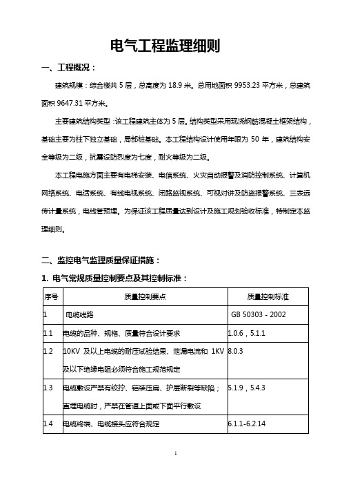 电气工程监理细则