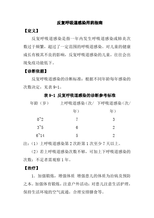 反复呼吸道感染用药指南