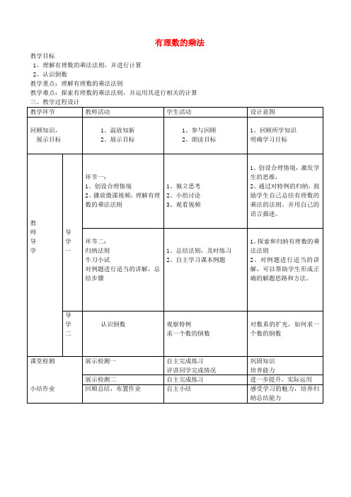 北师大初中数学七年级上册《2.7 有理数的乘法》word教案 (6)