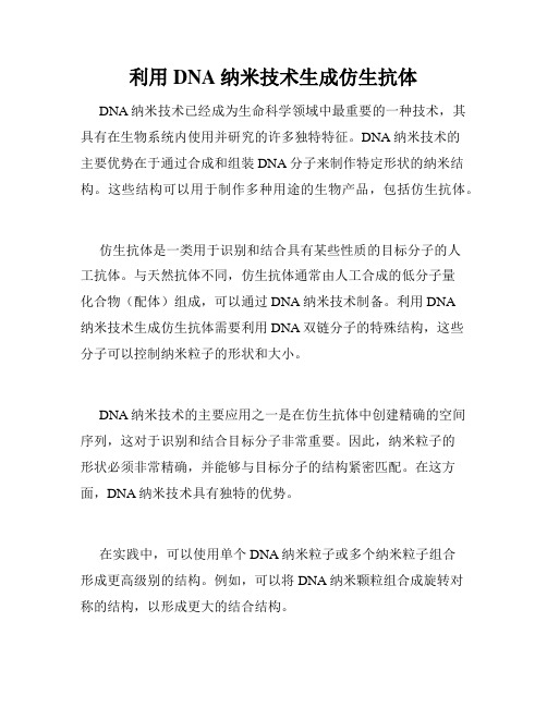 利用DNA纳米技术生成仿生抗体