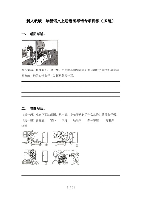 新人教版二年级语文上册看图写话专项训练(15道)