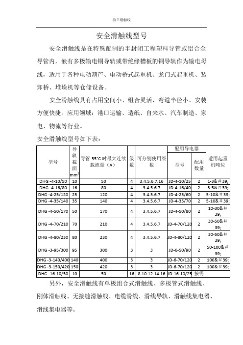 安全滑触线型号