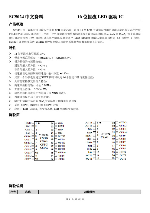 SC5024(16位恒流LED驱动IC)中文版