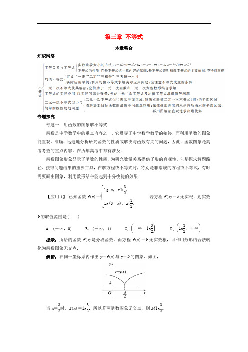 高中数学 第三章 不等式本章整合学案 新人教B版必修5