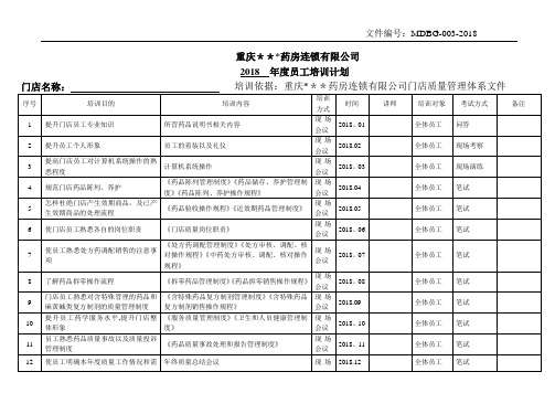 2018年药房员工年度培训计划---精品管理资料