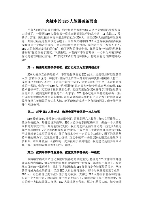夹缝中的SEO人能否破茧而出