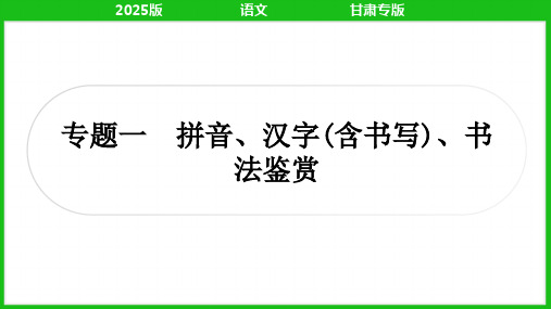 2025年中考语文总复习第一部分积累与运用专题一拼音、汉字(含书写)、书法鉴赏七上