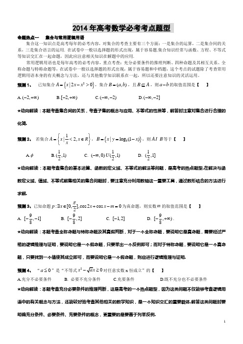 2014高考数学高频考点_必考点透析