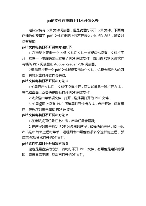 pdf文件在电脑上打不开怎么办