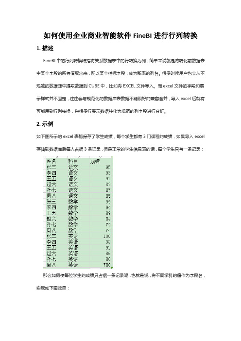 如何使用企业商业智能软件FineBI进行行列转换